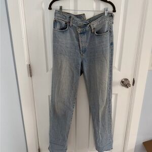 Agolde Light Blue criss cross straight Jeans